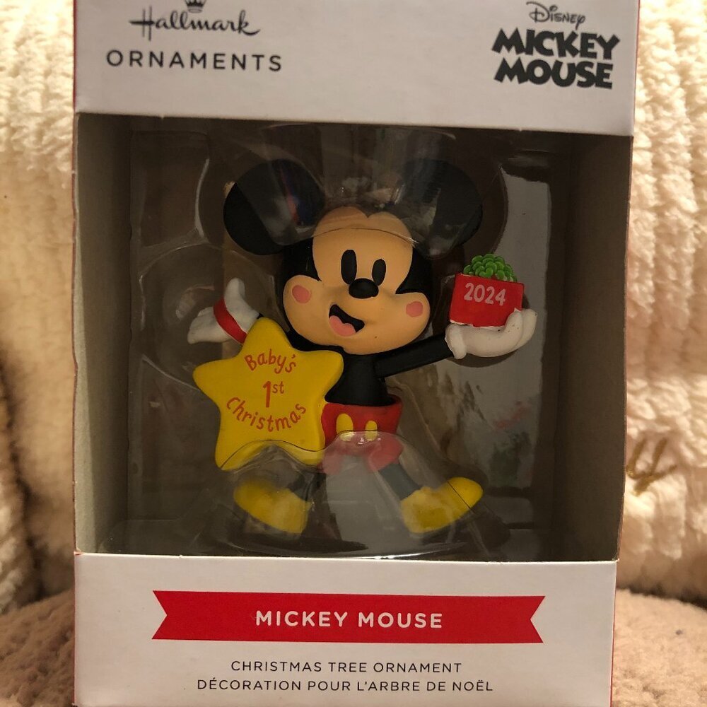 NIB 2024 DISNEY Mickey Mouse Baby's 1st Christmas Tree Ornament Hallmark